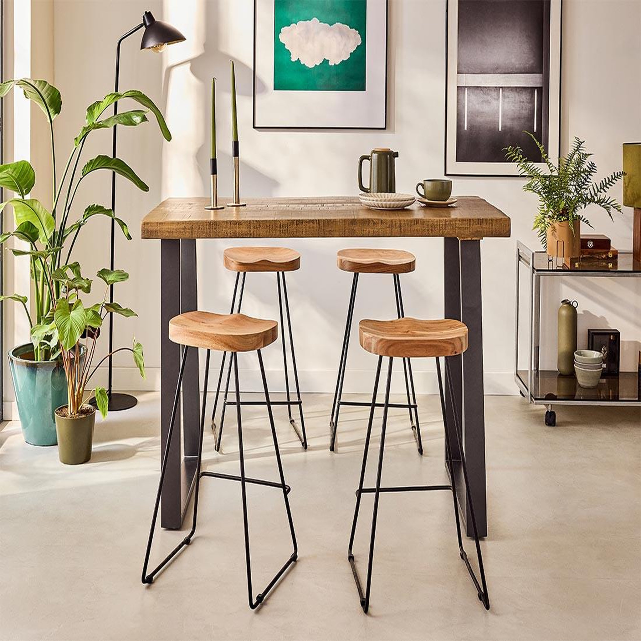 LISA DESIGN Jayto - table de bar - bois massif de manguier - 4 personnes. Coloris disponibles : Bicolore