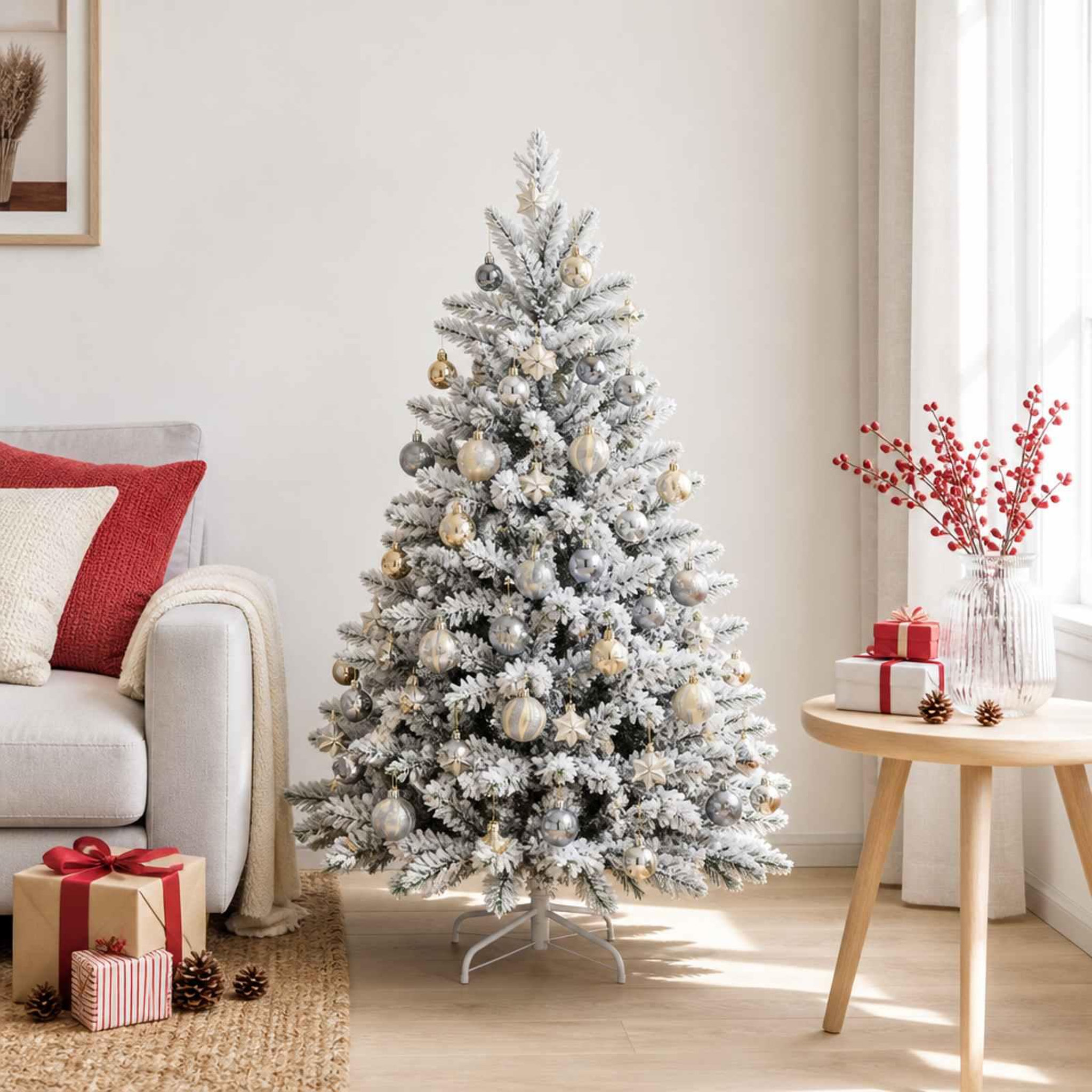 Voir la diapositive 2 : VIDAXL Ensemble de boules de Noël 88 pc Dore et gris Diam. 6 cm