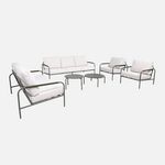 SWEEEK Salon de jardin LUANDA en acier, 7 places. Coloris disponibles : Blanc