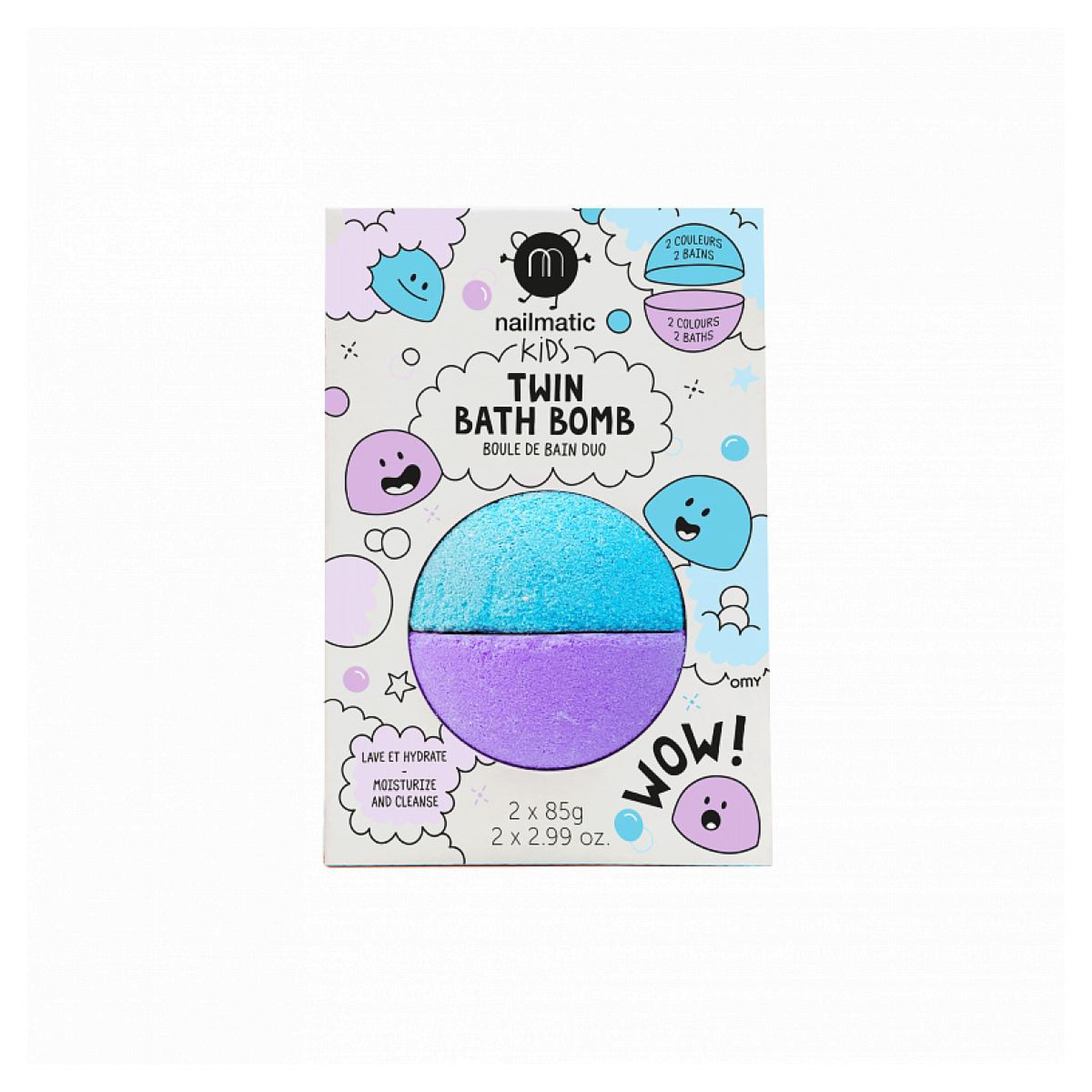 Voir la diapositive 1 : Nailmatic Bombe de bain en duo bleu et violet