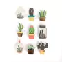 Graine créative 9 stickers 3D cactus et botanique 4 cm