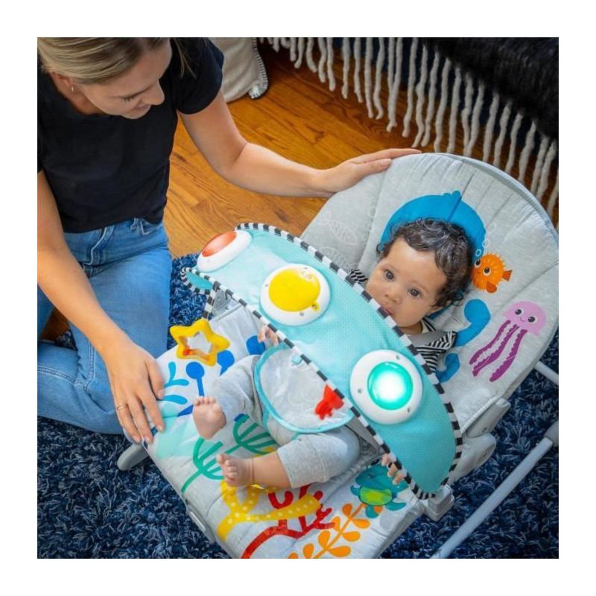 BABY EINSTEIN Transat balancelle - BABY EINSTEIN - Ocean Explorers Kick to It Opus Musical Infant to Toddler Rocker - Enfants de 0 a 30 mois