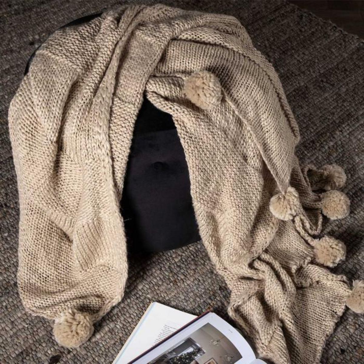 Paris Prix Plaid Avec Pompons  Anny  130x170cm Beige