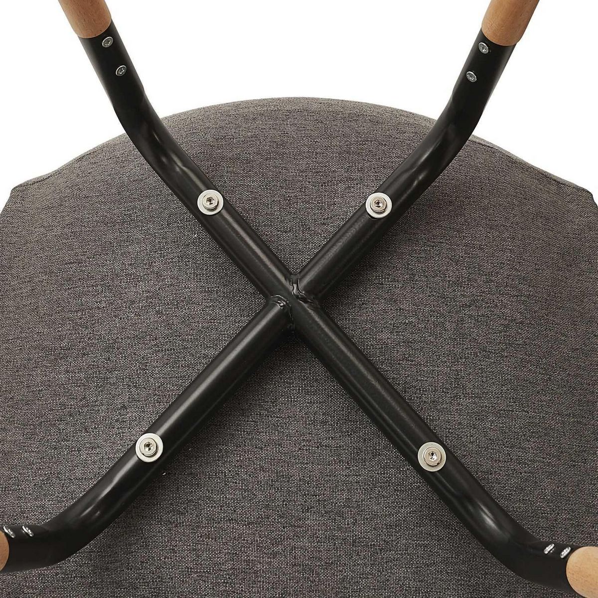 TOILINUX Lot de 4 Chaises scandinave Phenix en tissu et métal - Gris