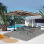 Voir la diapositive 2 : ID MARKET Parasol déporté inclinable rotatif 360 CALVI taupe 3x4 M avec housse