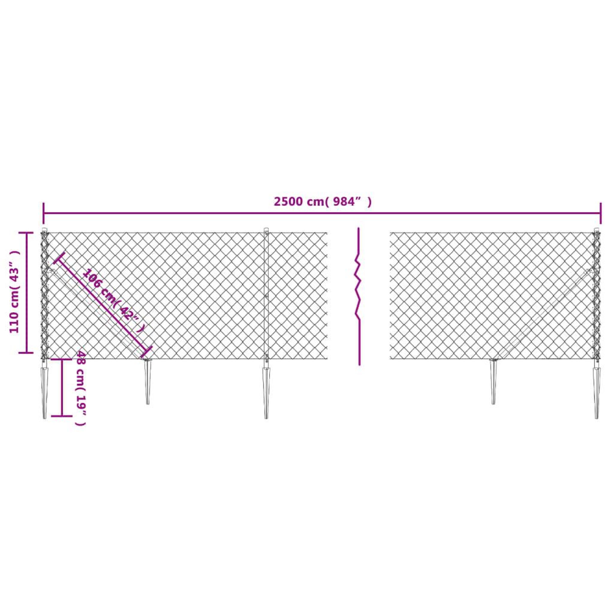 Voir la diapositive 5 : VIDAXL Cloture a mailles losangees avec piquet d'ancrage vert 1,1x25 m