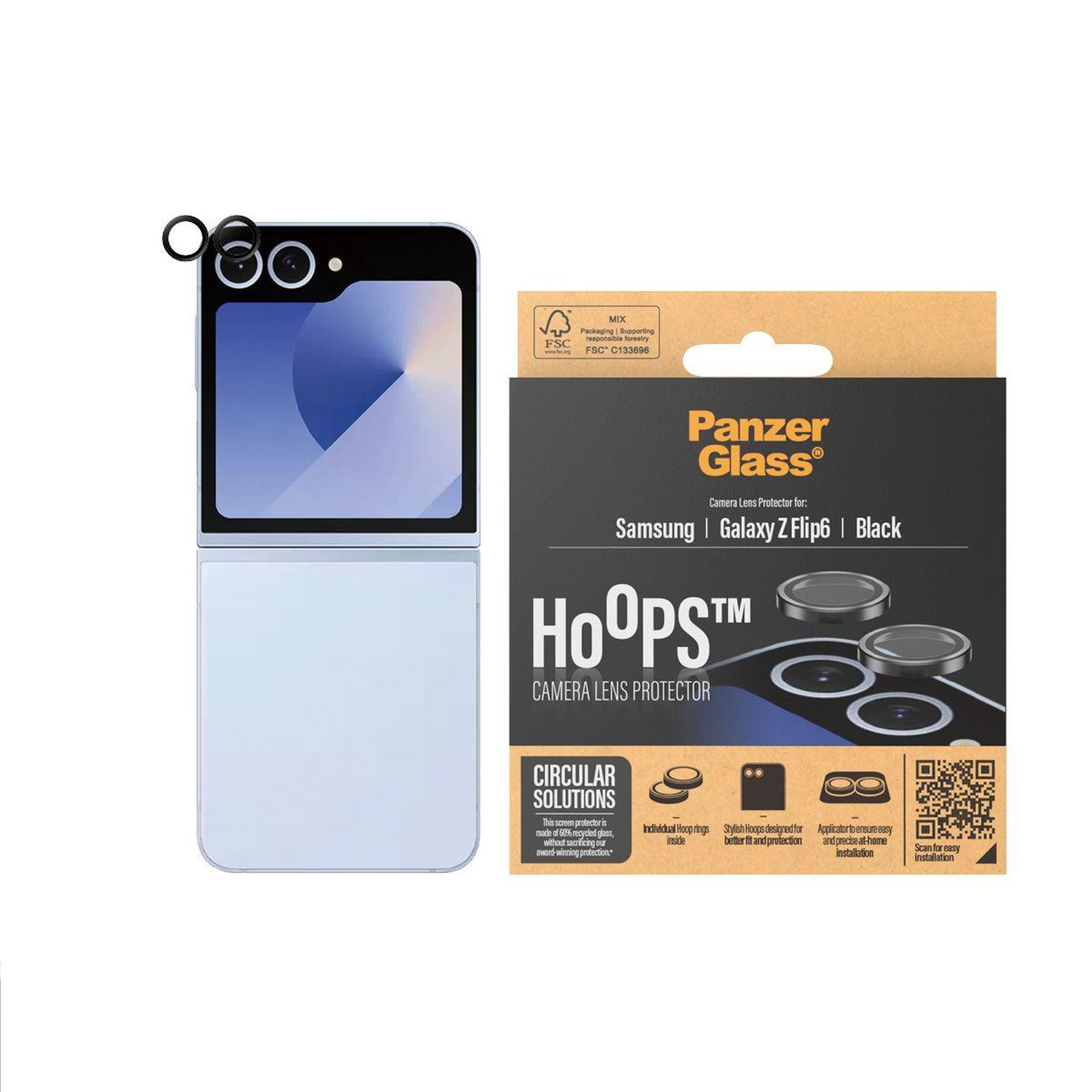 Voir la diapositive 2 : PANZERGLASS Protège objectif Samsung Z Flip6 protège objectif