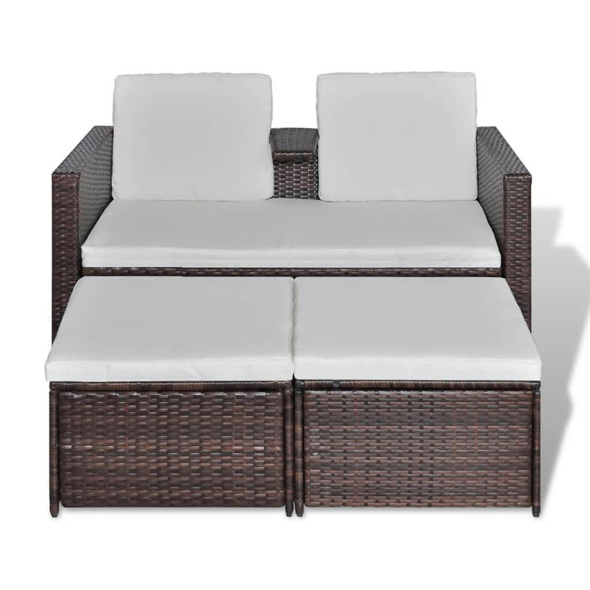 Voir la diapositive 4 : VIDAXL Salon de jardin 4 pcs avec coussins Resine tressee Marron