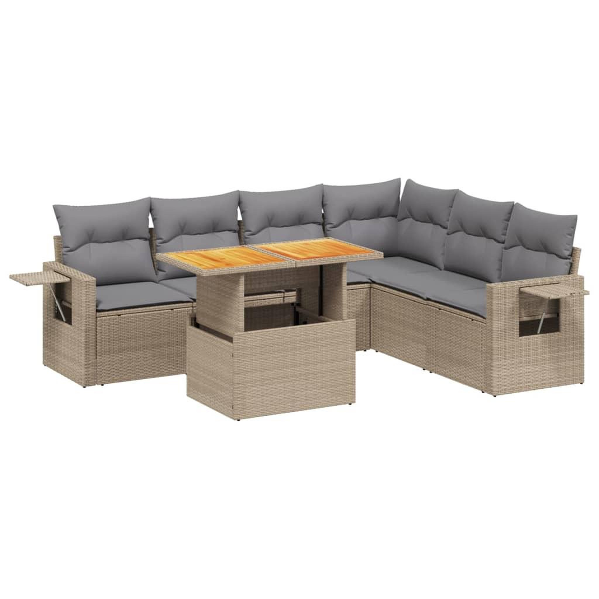 Voir la diapositive 2 : VIDAXL Salon de jardin avec coussins 7 pcs beige resine tressee