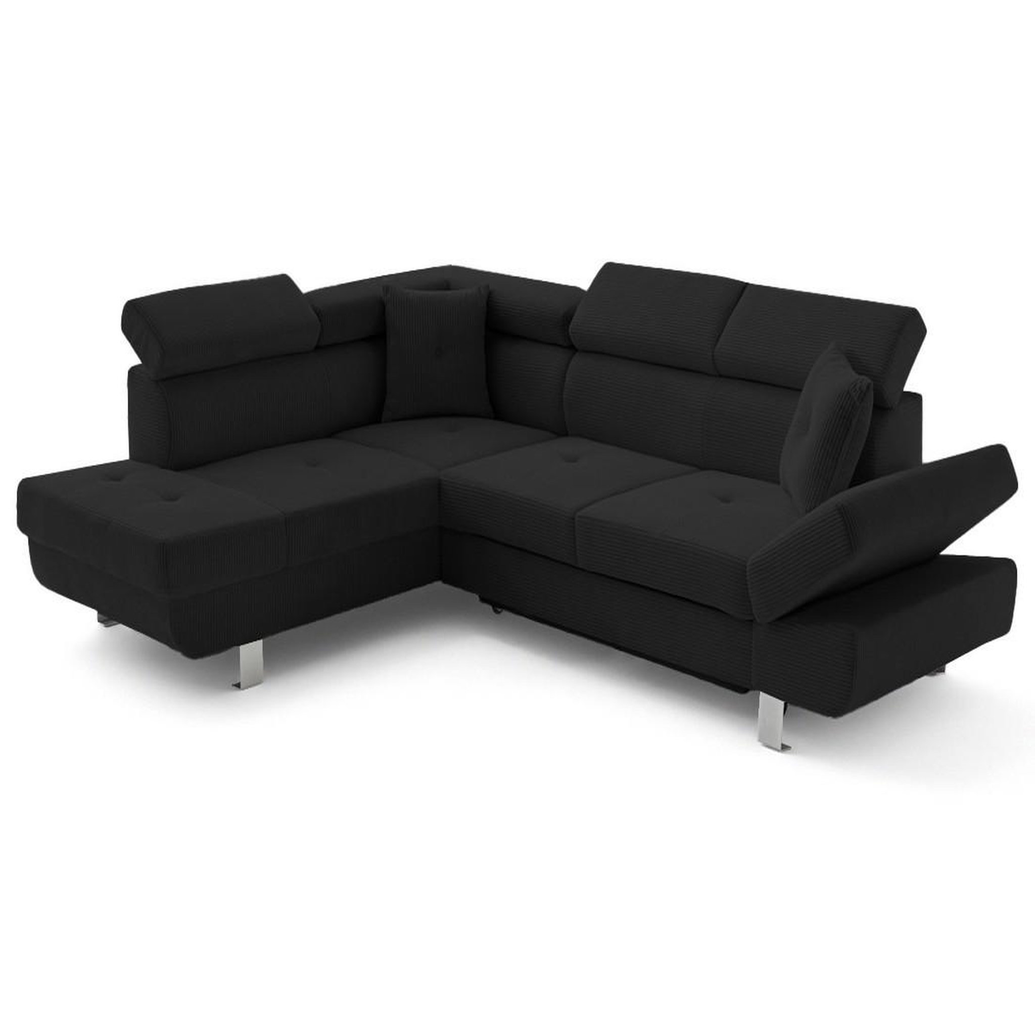 Voir la diapositive 2 : BEST MOBILIER Lisbona - canapé d'angle gauche 5 places convertible avec têtières en velours côtelé