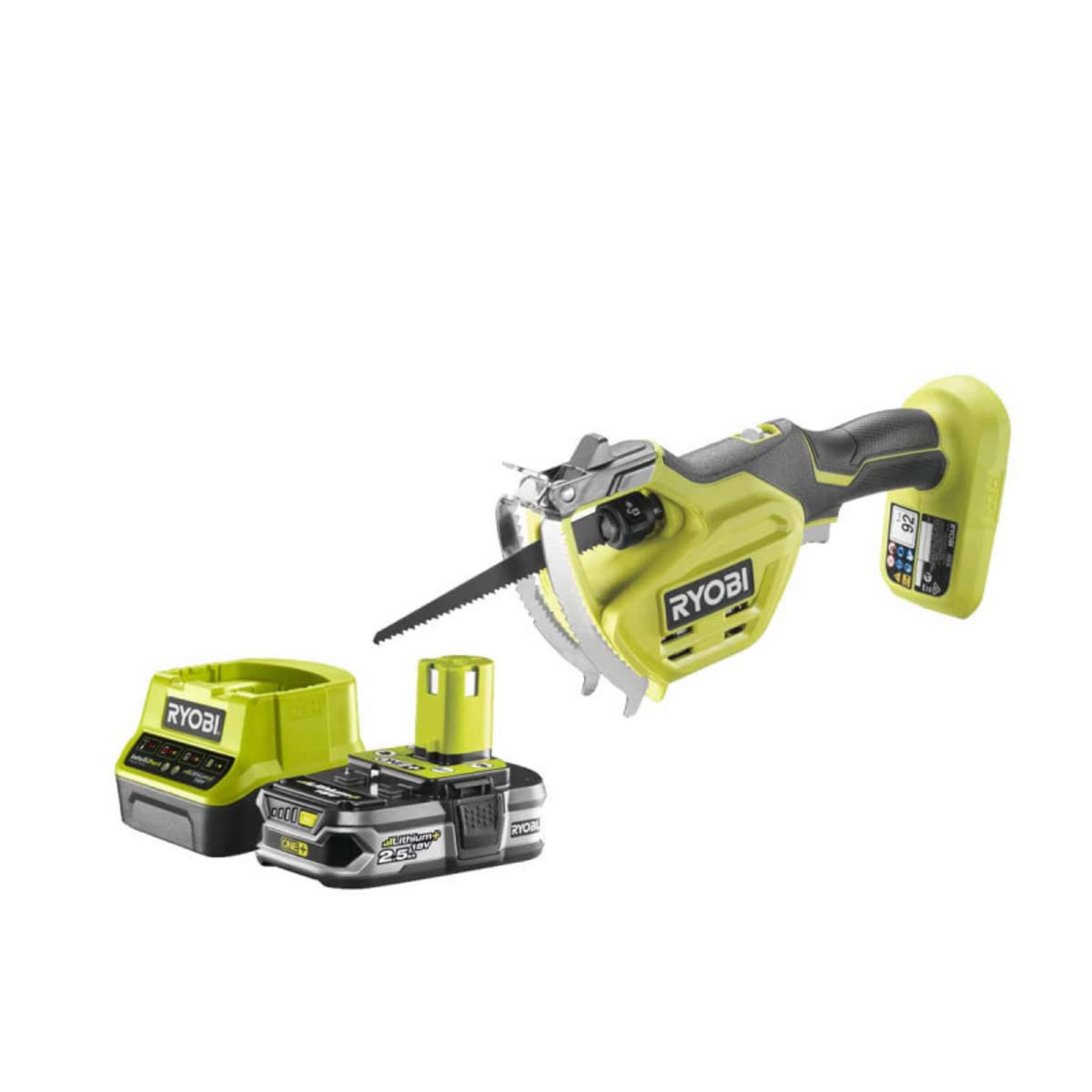 Ryobi Pack RYOBI Elagueur à main 18V One+ RY18PSA-0 - 1 Batterie 2.5Ah - 1 Chargeur rapide RC18120-125
