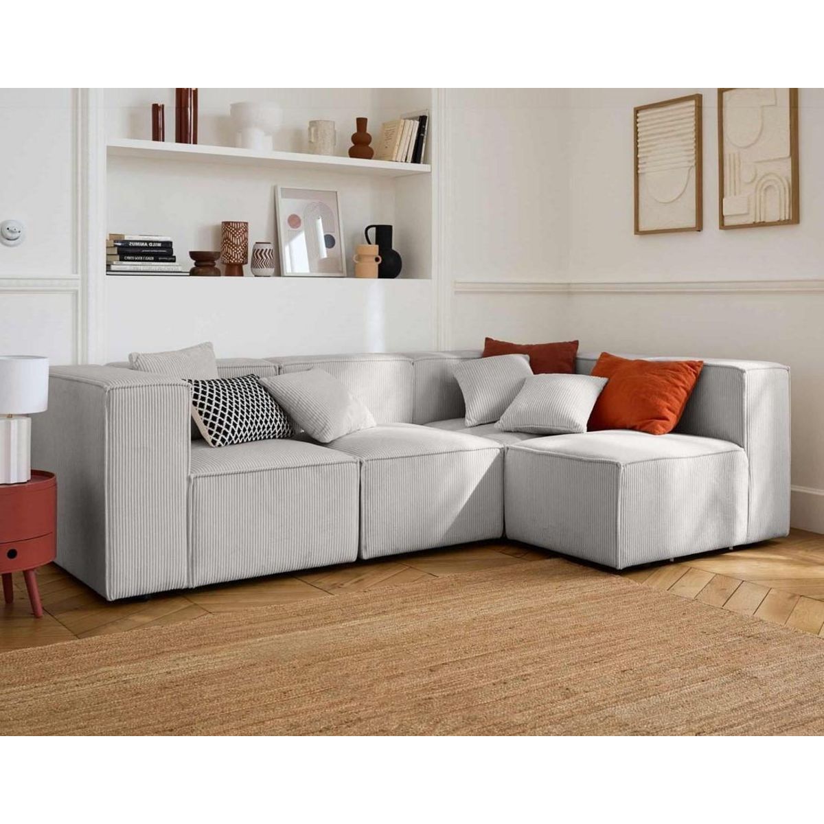 LISA DESIGN Arty - module d'assise sans accoudoirs - en velours côtelé