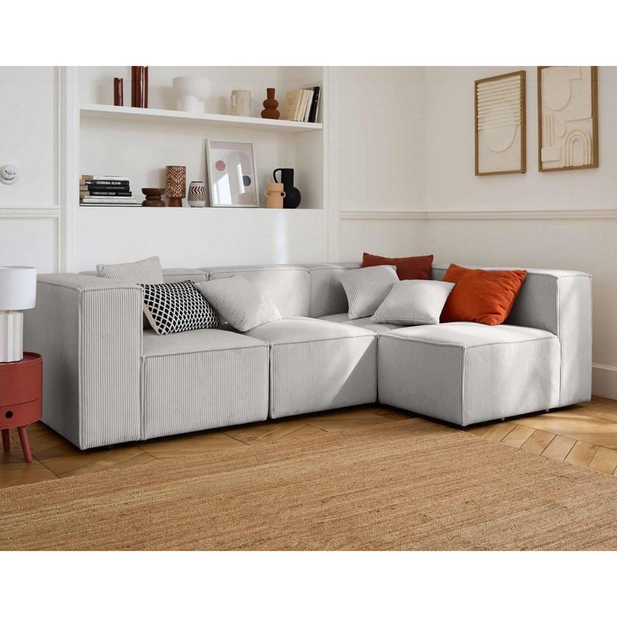 LISA DESIGN Arty - module d'assise - en velours côtelé