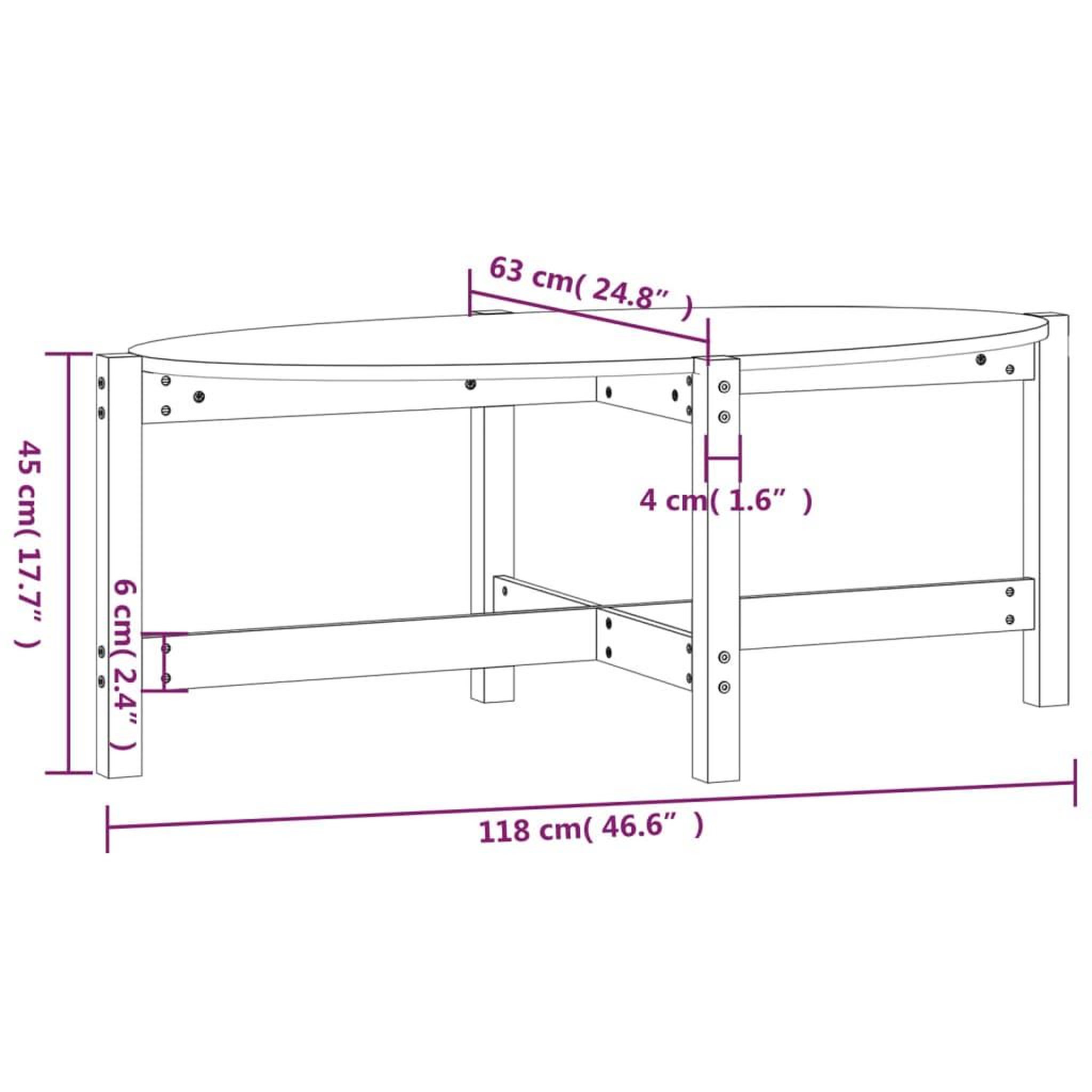 Voir la diapositive 6 : VIDAXL Table basse Noir 118x63x45 cm Bois massif de pin