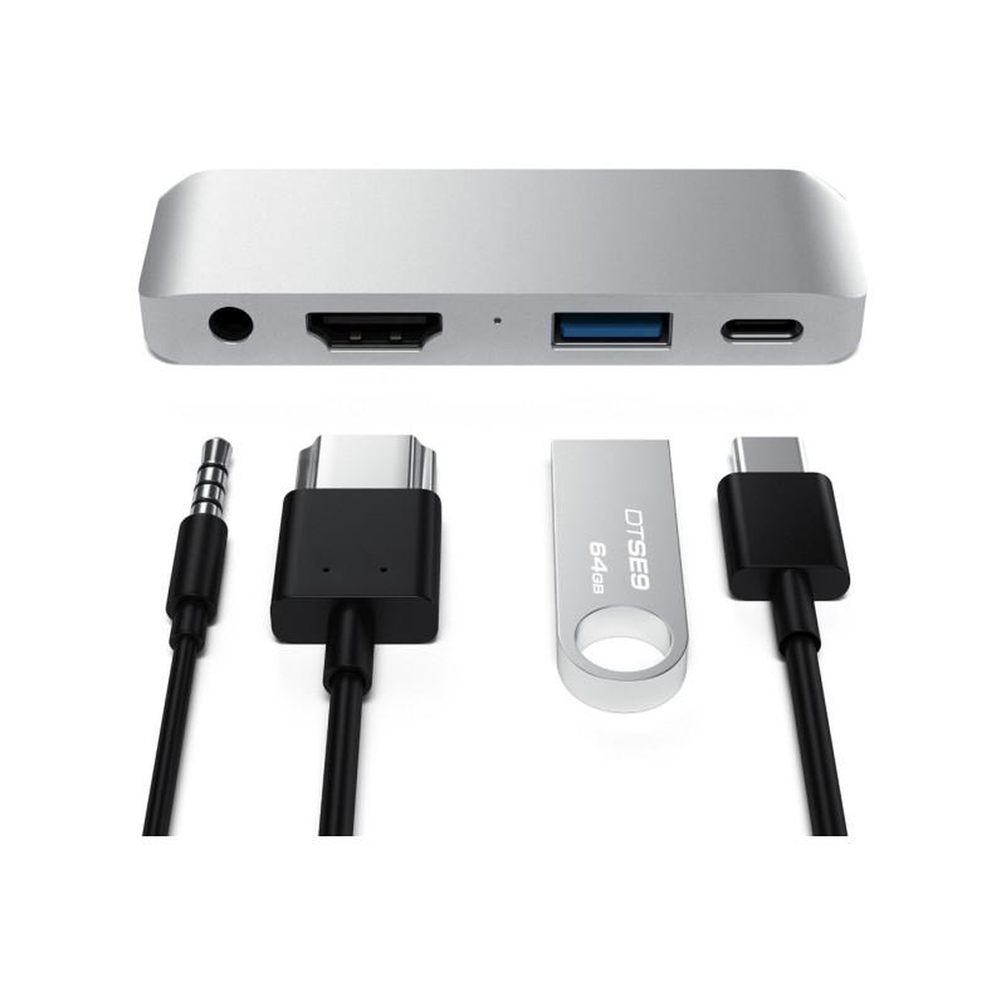 Voir la diapositive 5 : SATECHI Hub USB Satechi HUB USB C 4 EN 1 SILVER POUR IPAD PRO