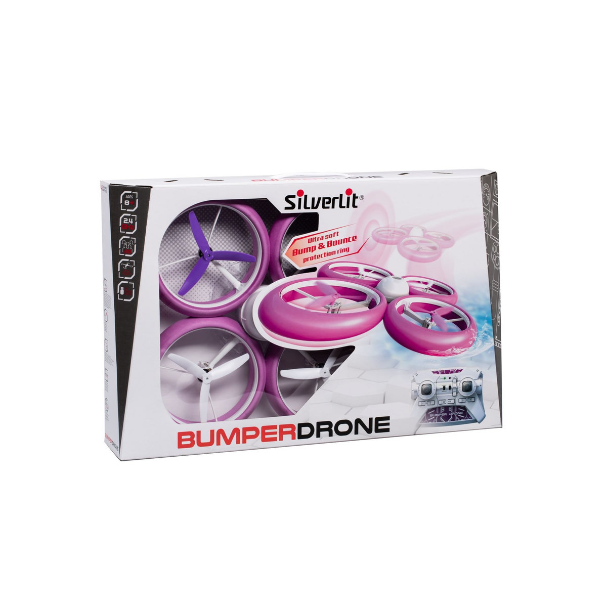 SILVERLIT Bumper Drone radiocommandé violet 2.4 GHz - utilisation extérieure