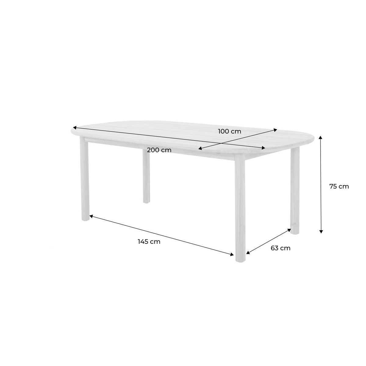 SWEEEK Table de jardin rectangulaire bois d'acacia 6 places naturel - Sorrento