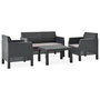 Voir la diapositive 1 : VIDAXL Salon de jardin 4 pcs avec coussins PP Rotin Anthracite