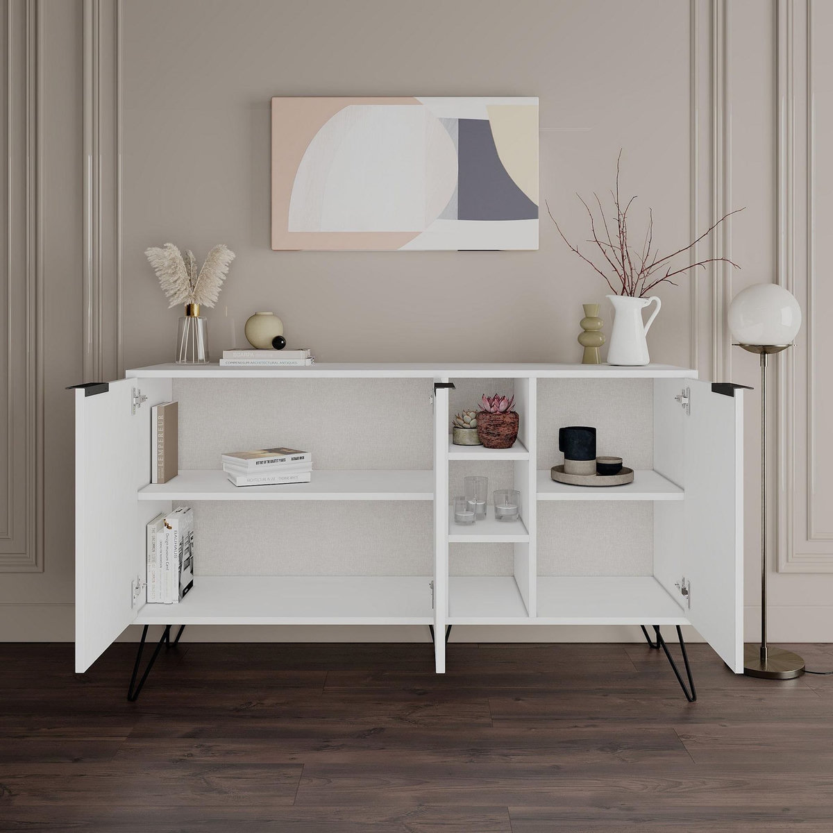 Habitat et Jardin Buffet en bois  Clara  - 142 x 35 x 83 cm - Blanc