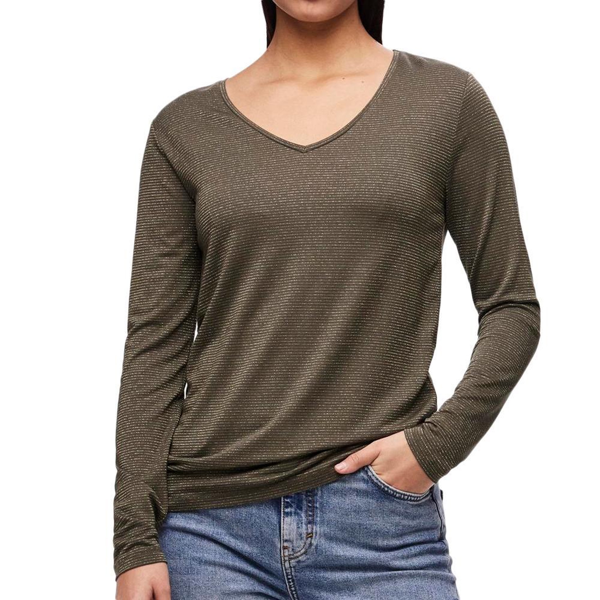 Pieces T Shirt Manches Longues /Doré Femme Pieces Billo. Coloris disponibles : Vert