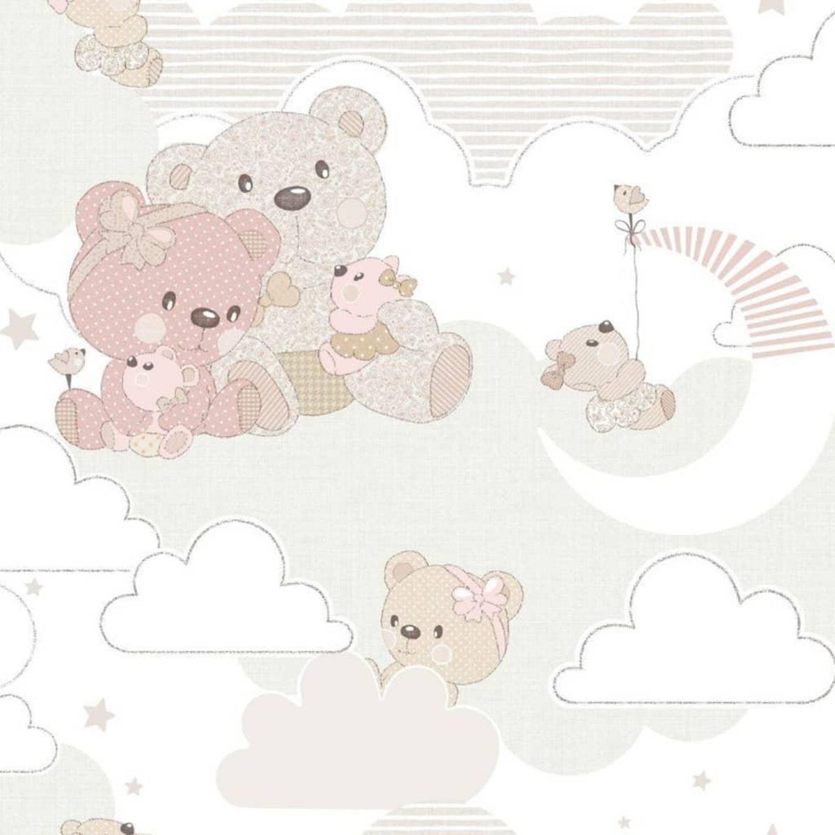 Noordwand Noordwand Papier peint Mondo baby Hug Bears Rose et beige
