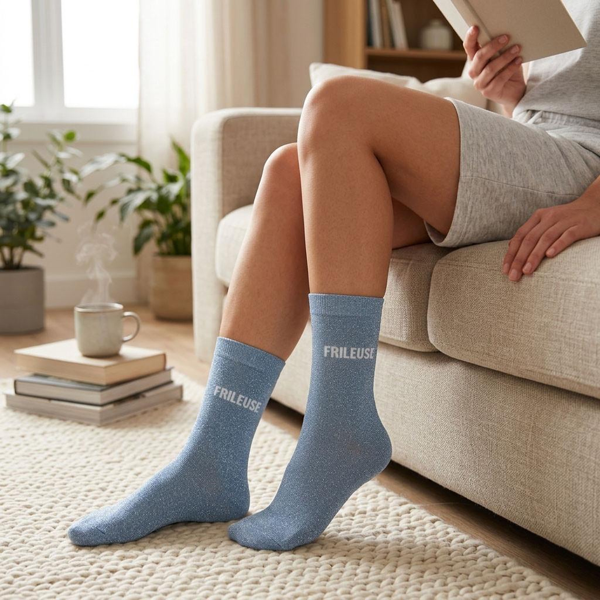 Voir la diapositive 2 : OZABI Chaussettes Femme Lurex Message Humoristique