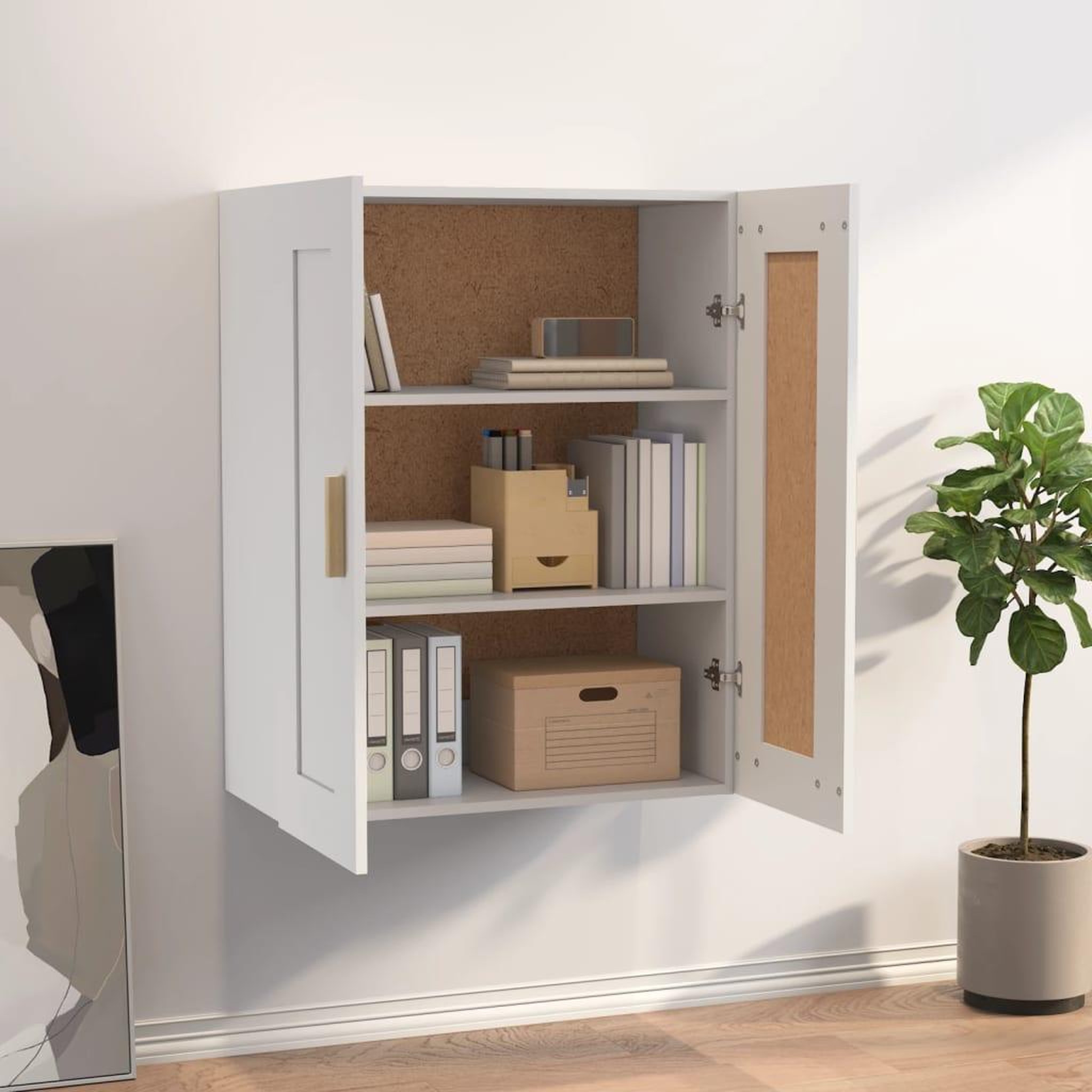 Voir la diapositive 3 : VIDAXL Armoire murale blanc 69,5x32,5x90 cm bois d'ingenierie