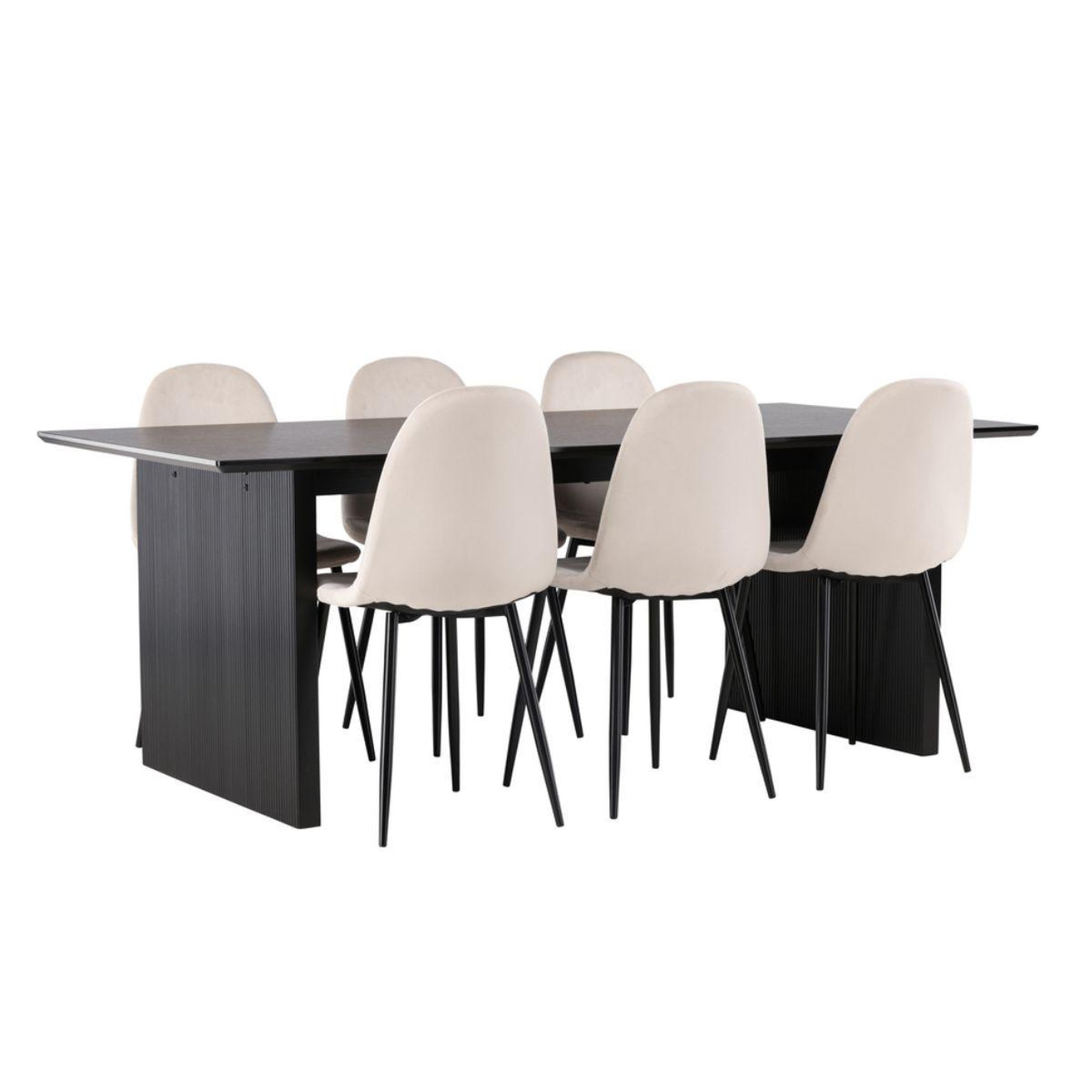 Paris Prix Ensemble table à manger & 6 chaises  vail & polar  200cm noir & beige