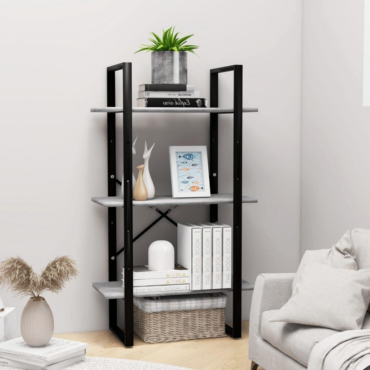VIDAXL Etagere de rangement gris beton 60x30x105 cm bois d'ingenierie