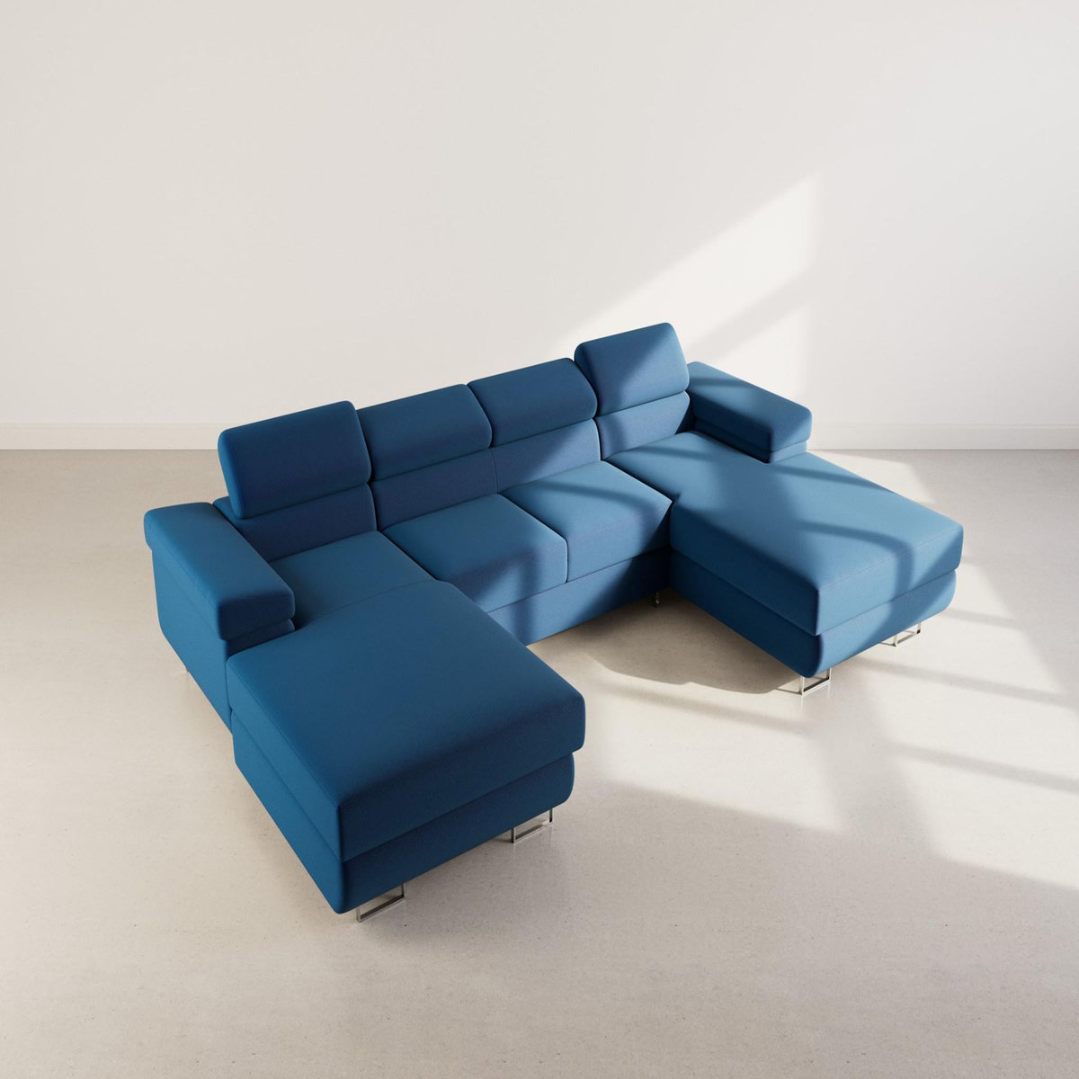 BEST MOBILIER Pablo - canapé panoramique en u - 7 places - convertible avec coffres et têtières réglables - en velours