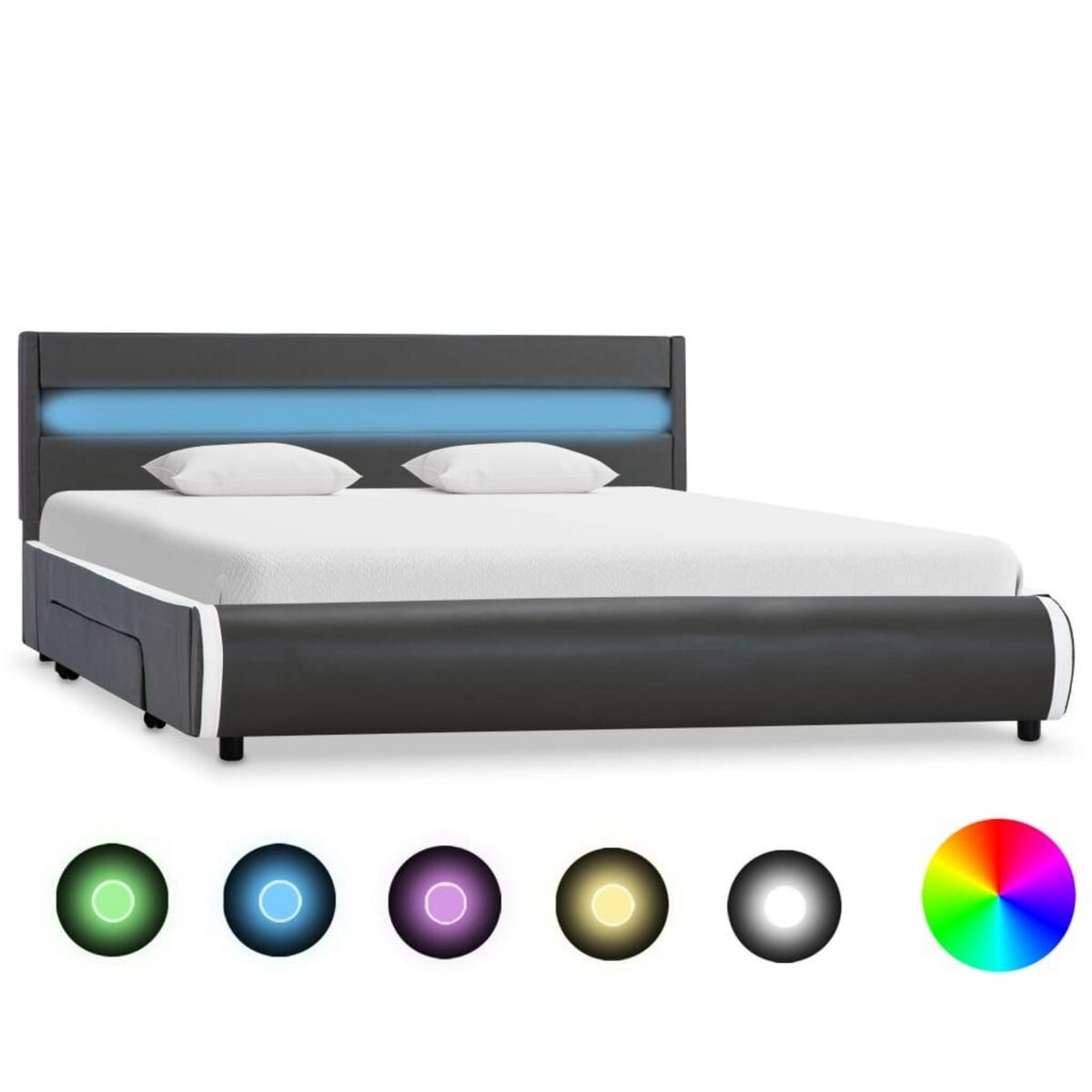 VIDAXL Cadre de lit avec LED Anthracite Similicuir 120 x 200 cm