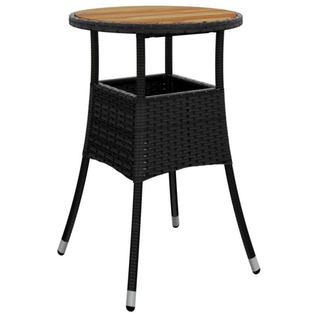 VIDAXL Table de jardin Ø60x75 cm Acacia et résine tressée Noir