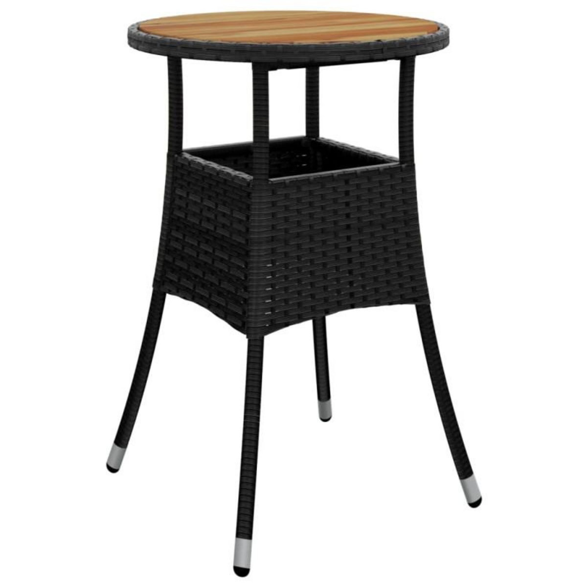 VIDAXL Table de jardin Ø60x75 cm Acacia et résine tressée Noir