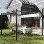 Voir la diapositive 4 : OUTSUNNY Pergola rétractable 3 x 3 m acier époxy noir polyester haute densité 180 g/m² UPF30+ crème