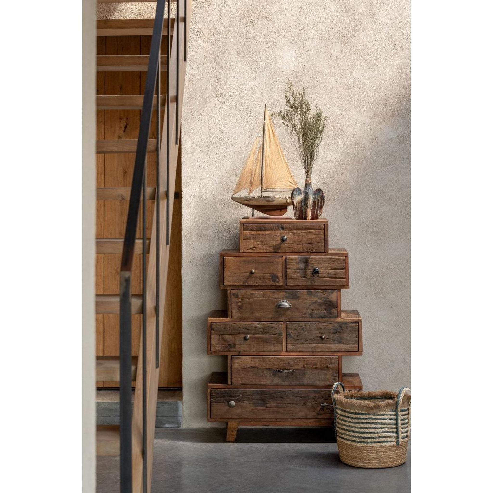 Voir la diapositive 4 : J-LINE Voilier Déco en Bois  Harrison  94cm Marron