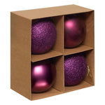 ATMOSPHERA Lot de 4 Boules de Noël  Jokli  10cm Violet