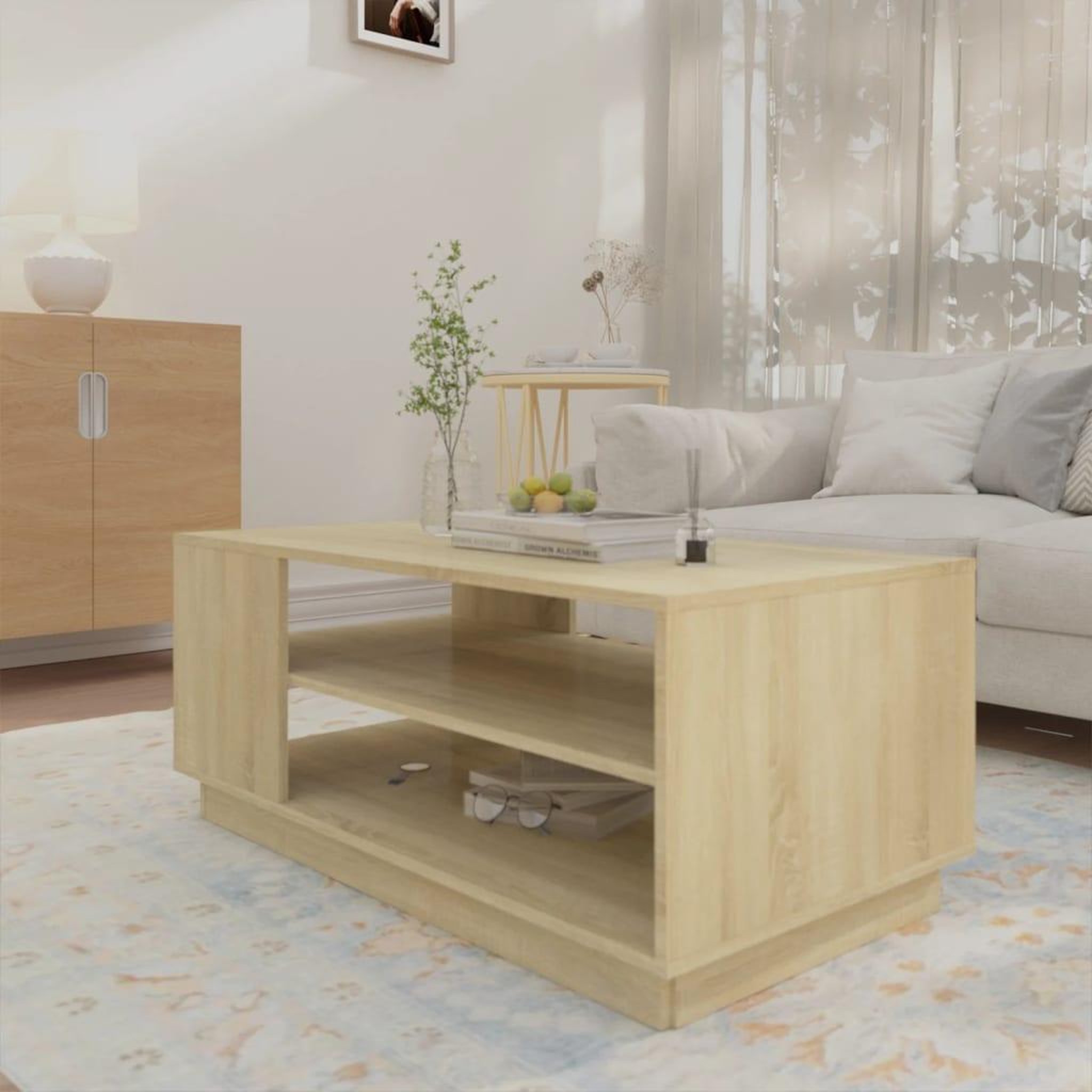 Voir la diapositive 3 : VIDAXL Table basse chene sonoma 102x55x43 cm bois d'ingenierie