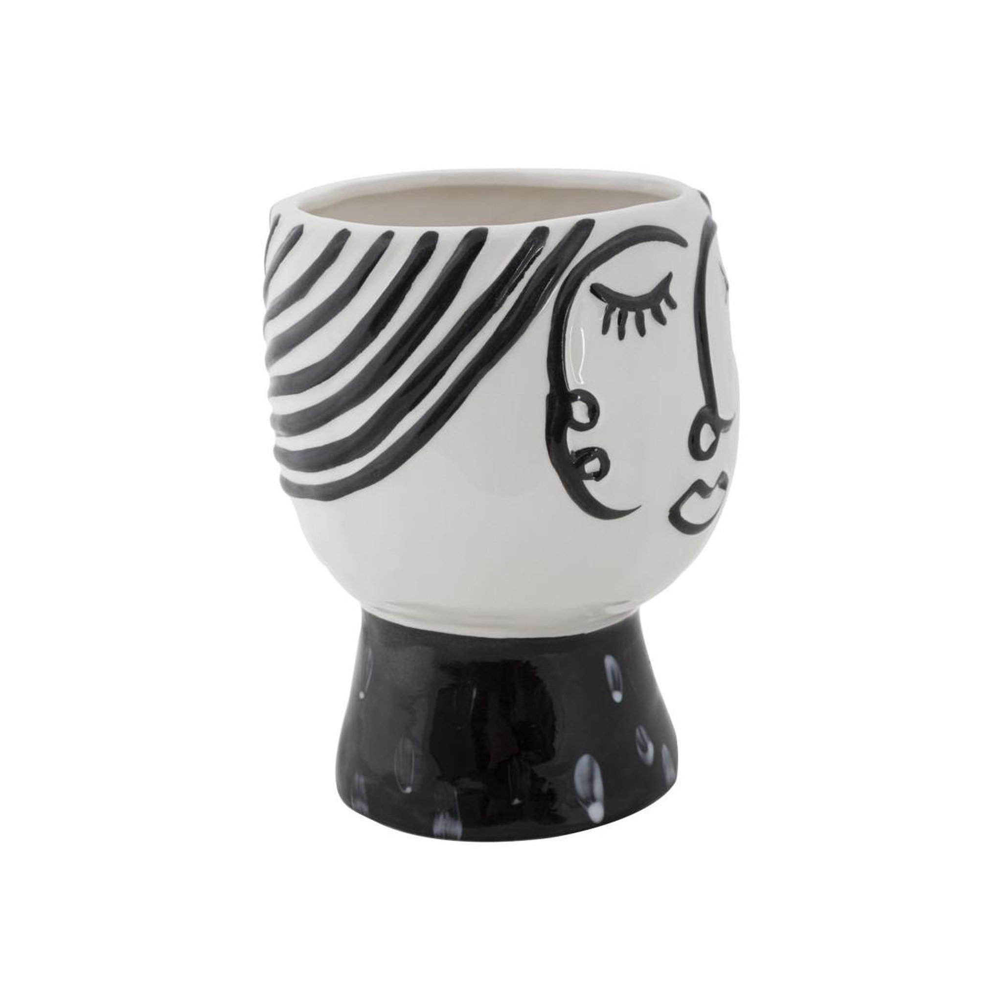 Voir la diapositive 4 : Paris Prix Vase pot visage en porcelaine  face  18cm blanc & noir