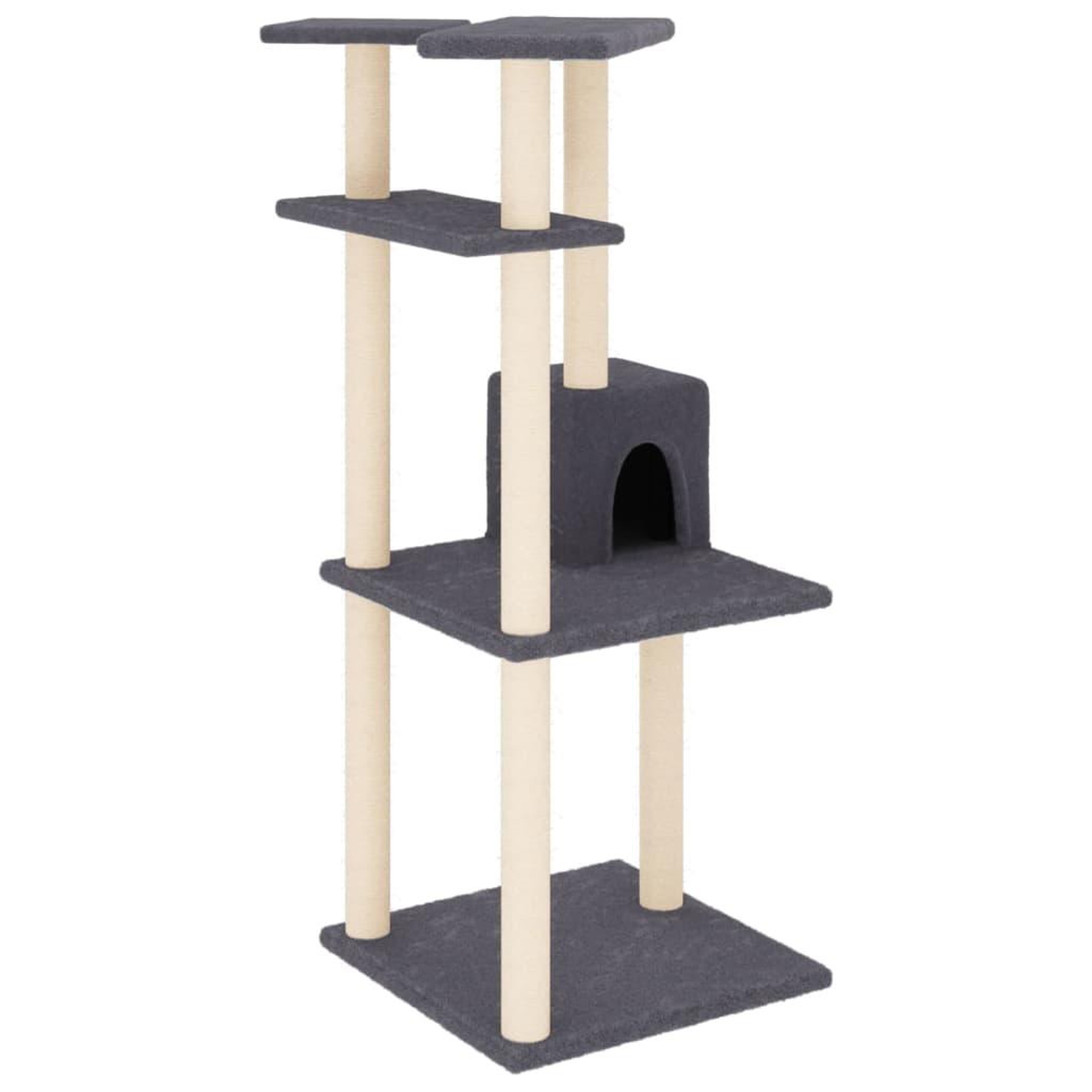 Voir la diapositive 2 : VIDAXL Arbre a chat avec griffoirs en sisal gris fonce 123 cm
