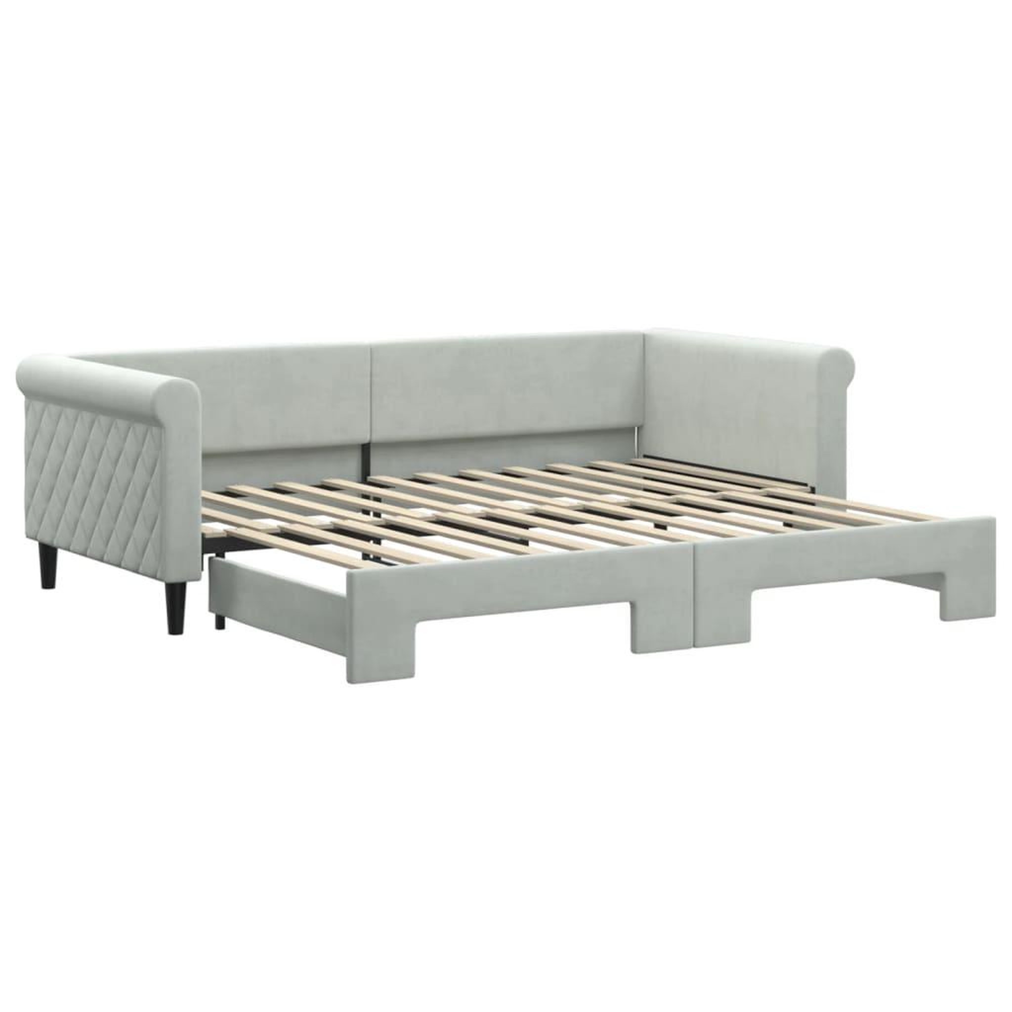 Voir la diapositive 2 : VIDAXL Lit de jour avec gigogne sans matelas gris clair 90x200 cm