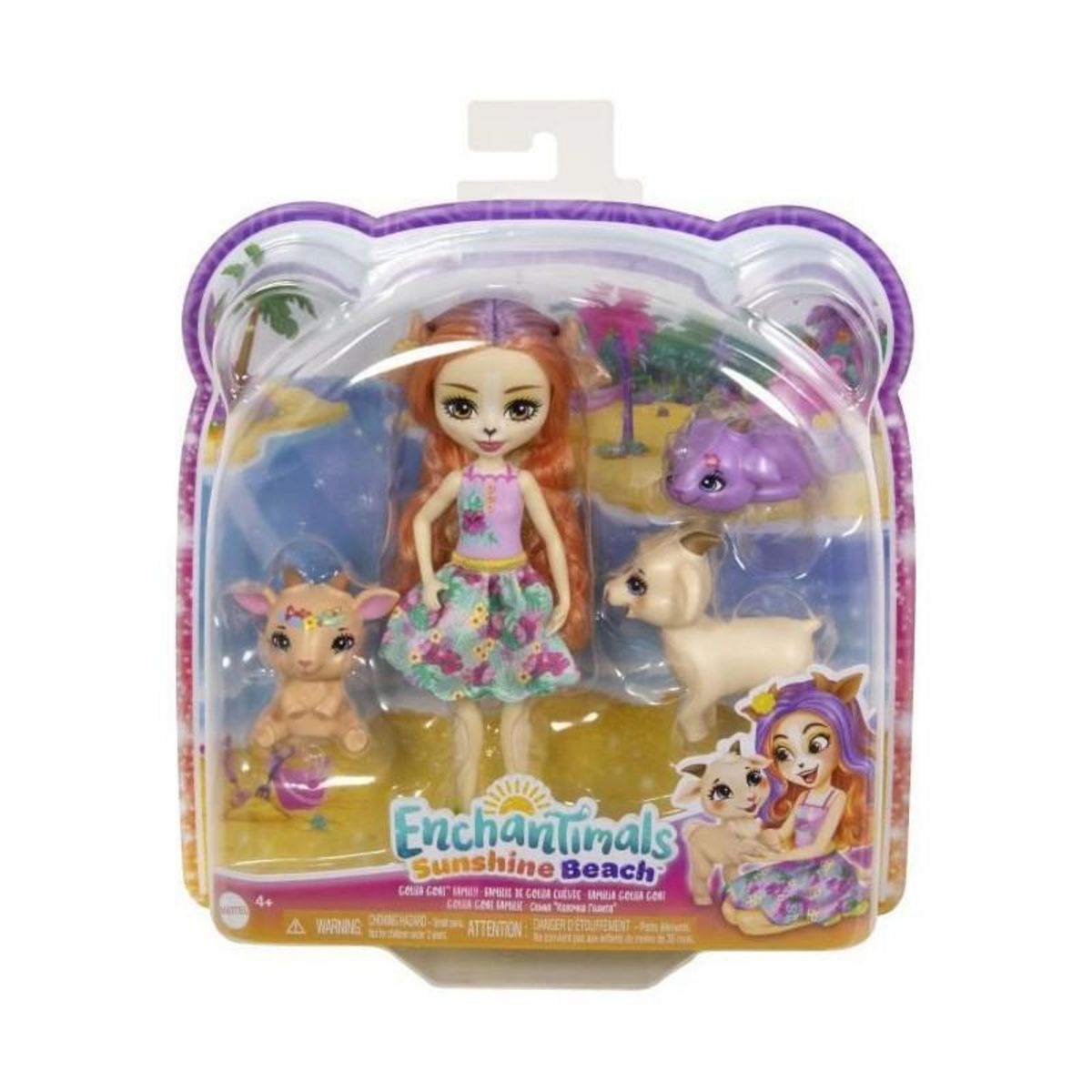 ENCHANTIMALS Enchantimals-Famille de Golita Chevre-Poupée et 3 figurines chevres HXC00