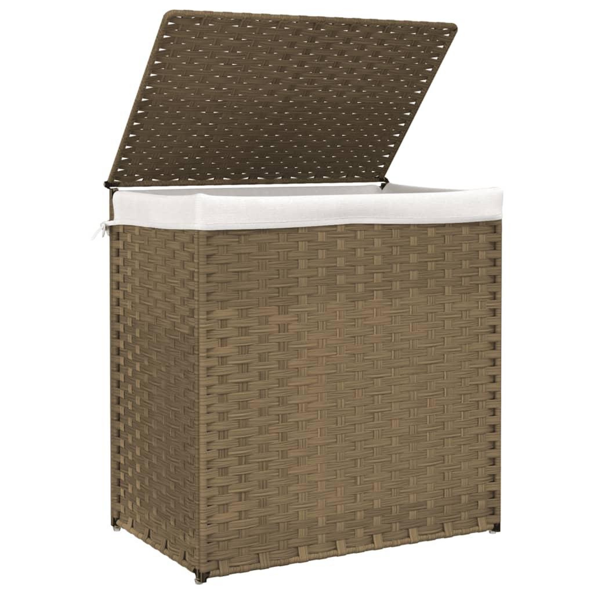 Voir la diapositive 4 : VIDAXL Panier a linge avec 2 sections 53x35x57 cm resine tressee