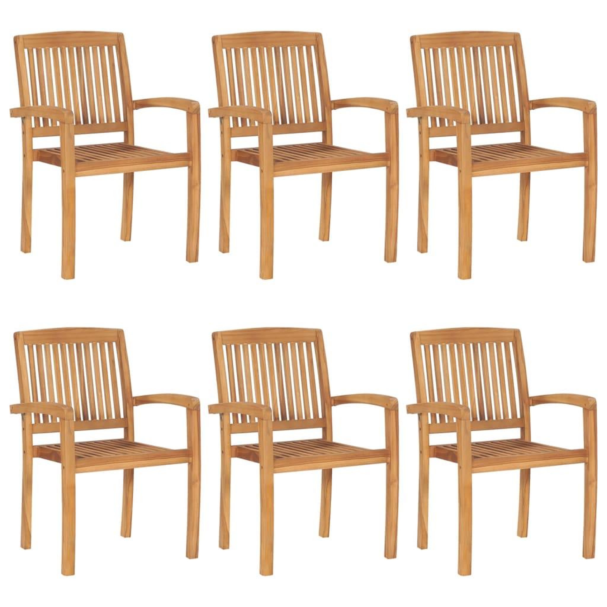 Voir la diapositive 2 : VIDAXL Chaises de jardin empilables avec coussins lot de 6 Teck solide