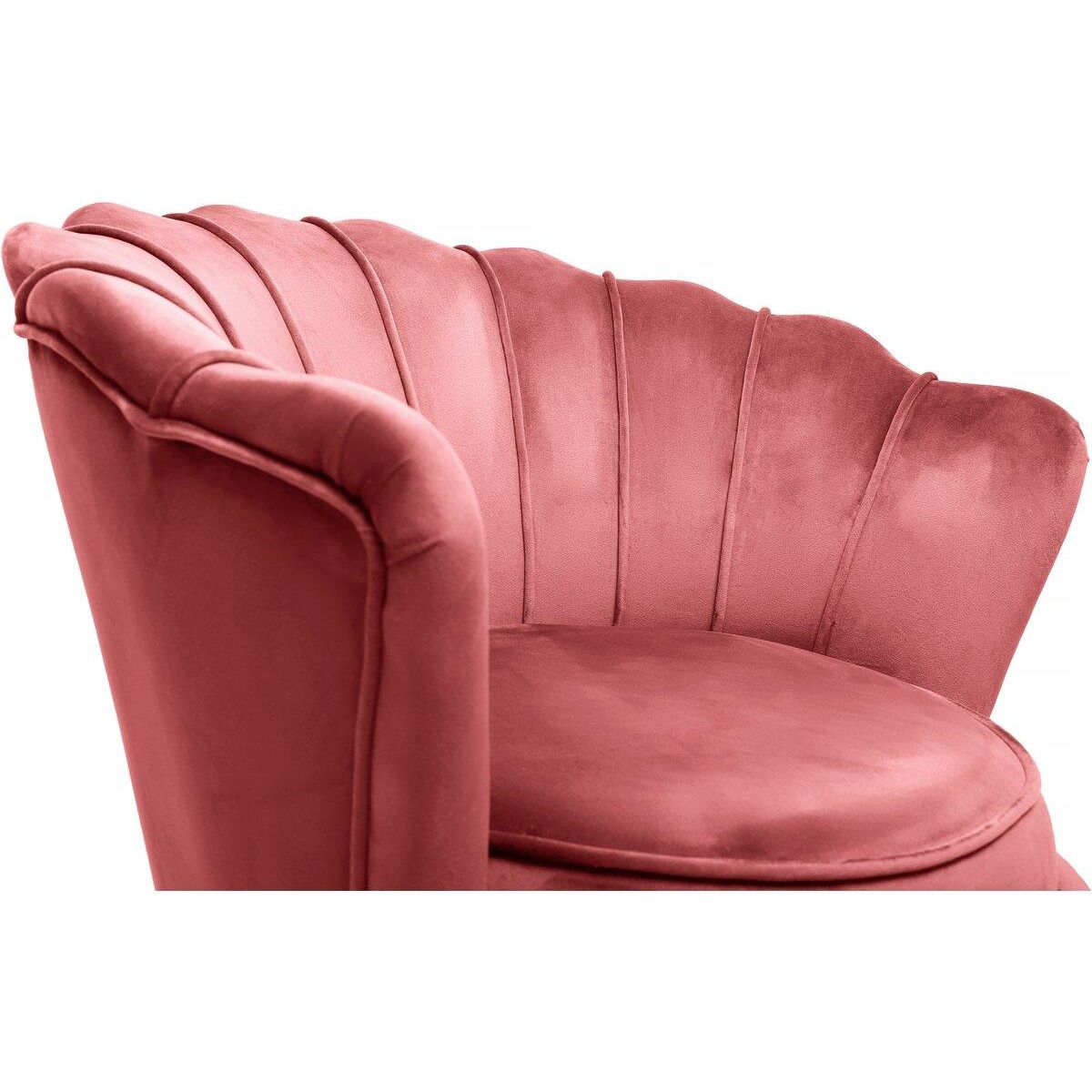 Habitat et Jardin Fauteuil velours  Floria  - 70 x 73 x 76 cm - Rose