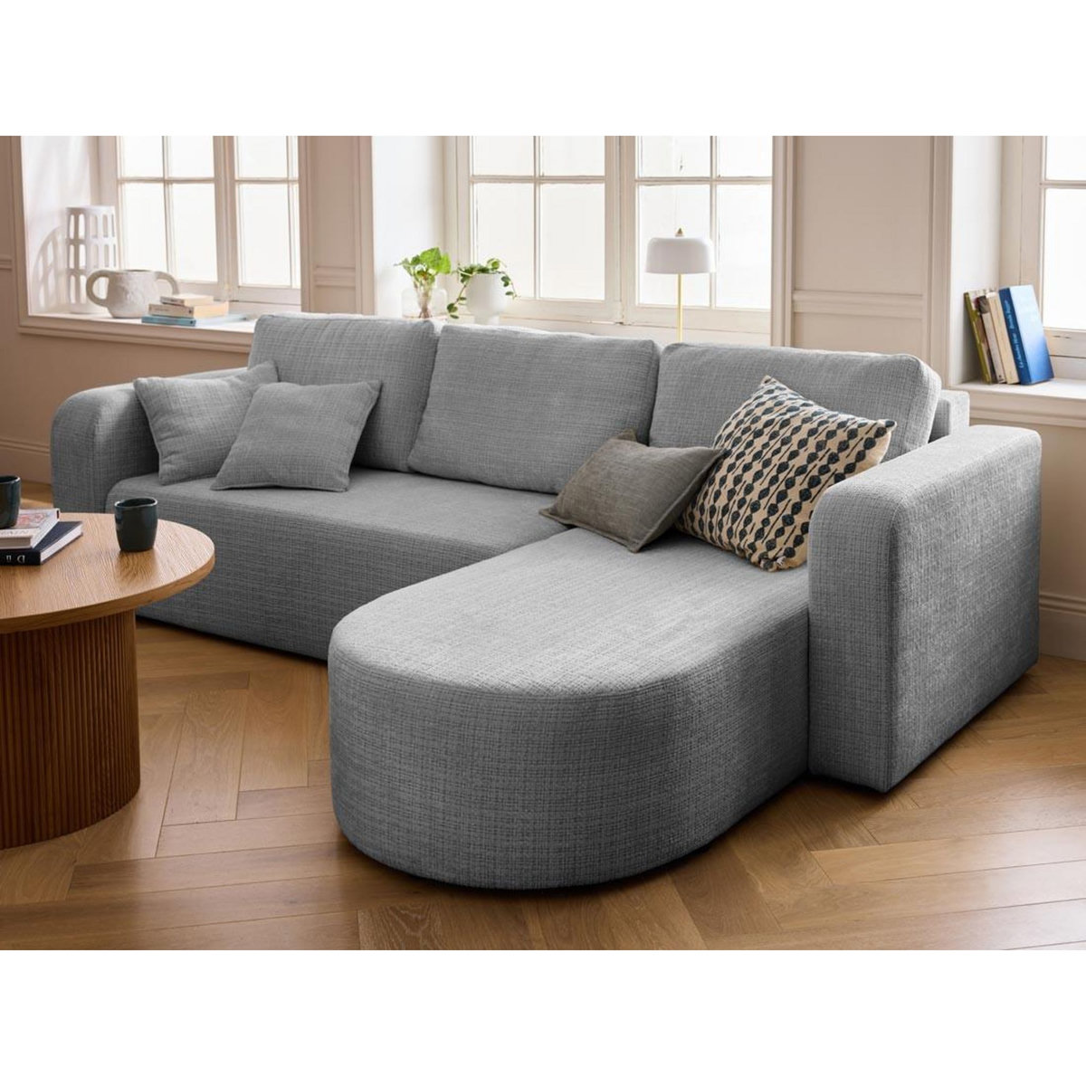 BEST MOBILIER Miro - canapé d'angle réversible - 4 places - convertible avec coffre - en velours texturé