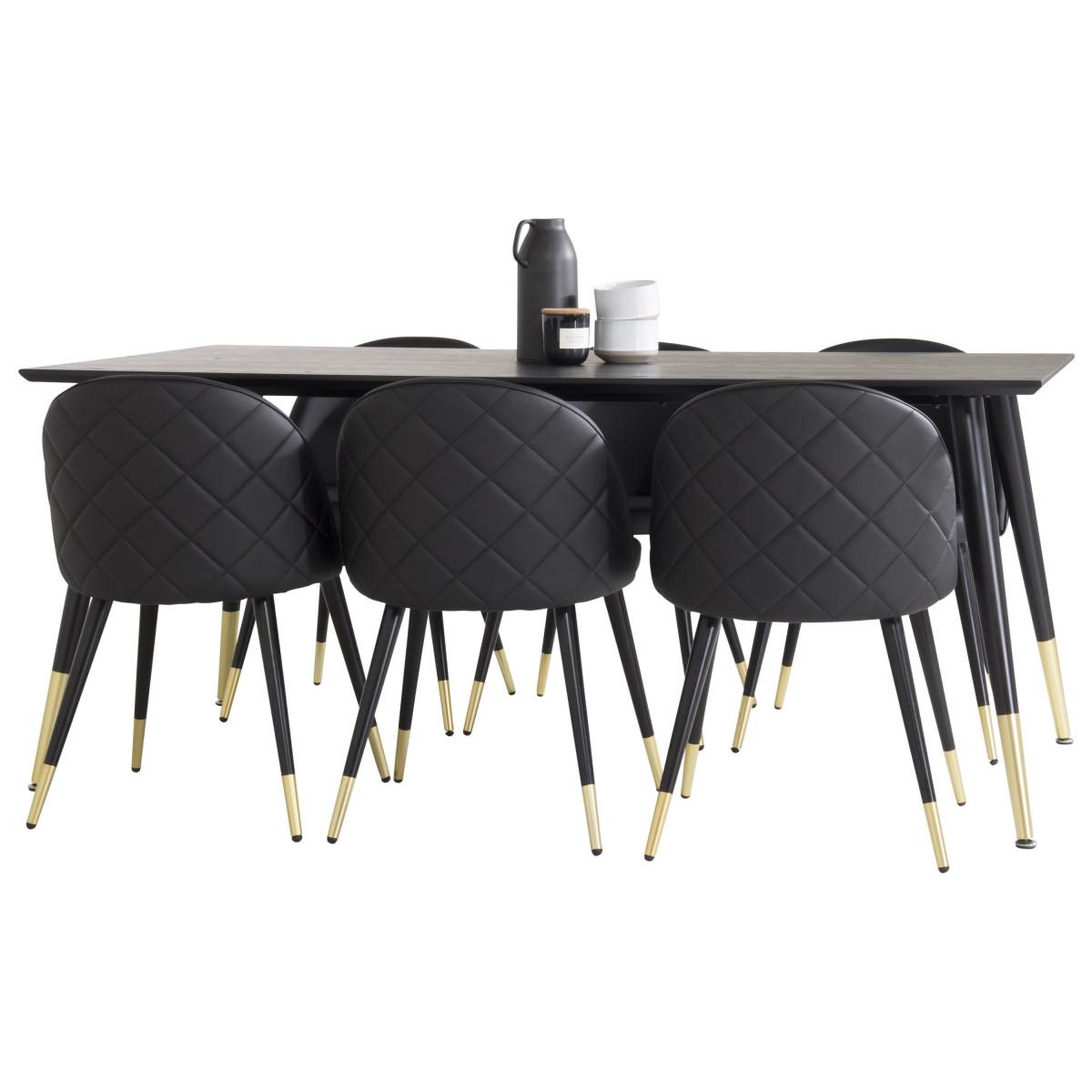 Voir la diapositive 2 : Paris Prix Ensemble table à manger design & 6 chaises  dipp & velvet  180cm noir
