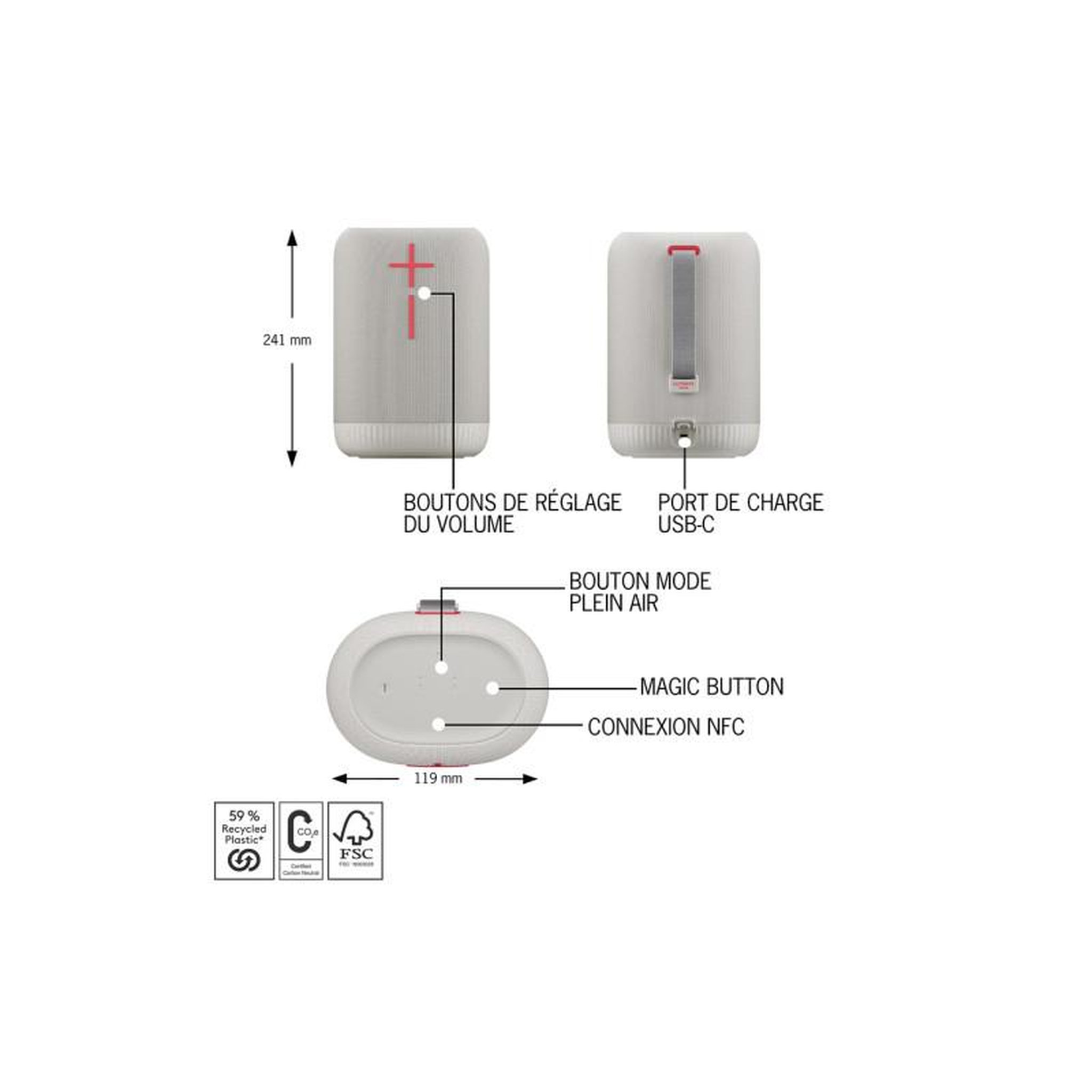 Voir la diapositive 5 : Ultimate ears Enceinte sans fil Ultimate Ears Ultimate Ears EPICBOOM, enceinte Bluetooth sans fil portable, etanche Blanche