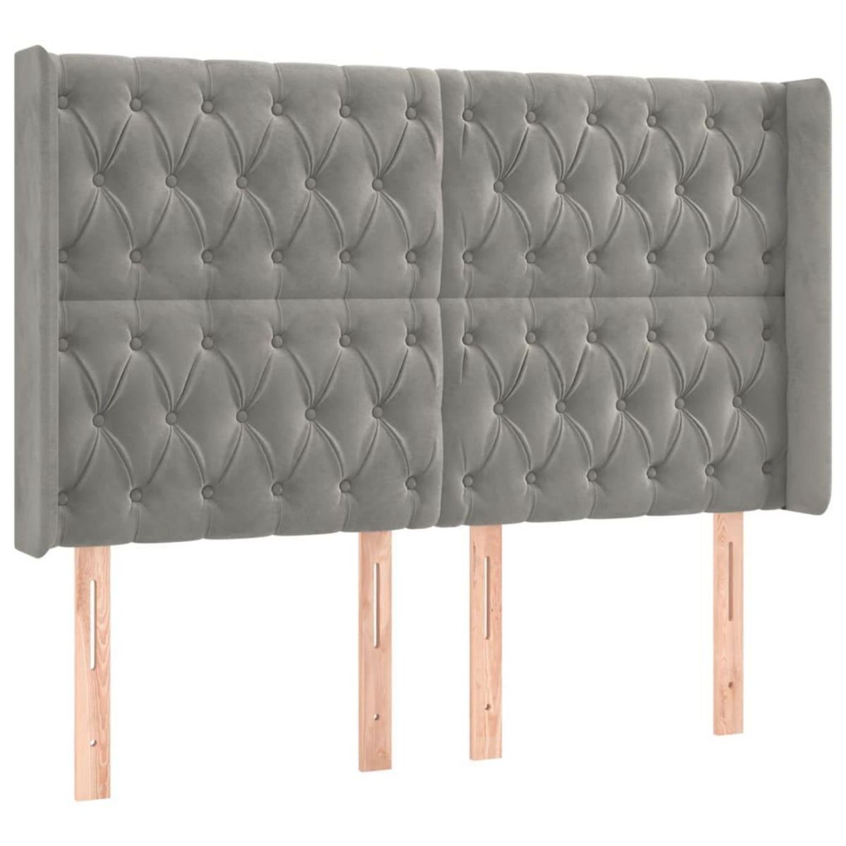 VIDAXL Tete de lit a LED Gris clair 147x16x118/128 cm Velours