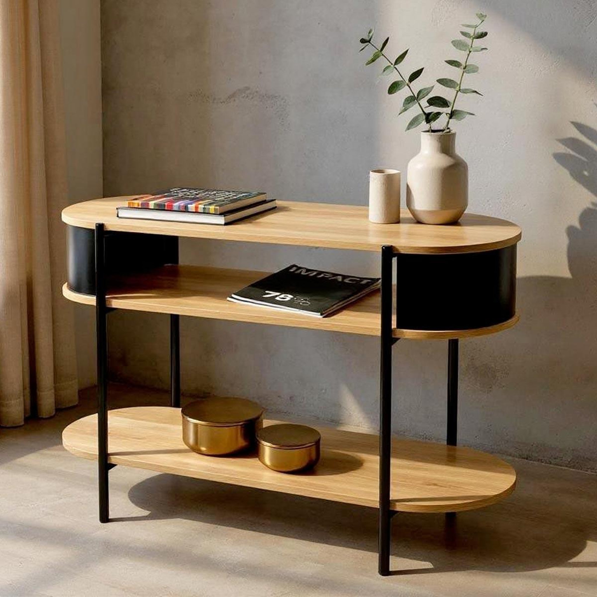 Voir la diapositive 4 : Paris Prix Console design  morphee  110cm naturel & noir