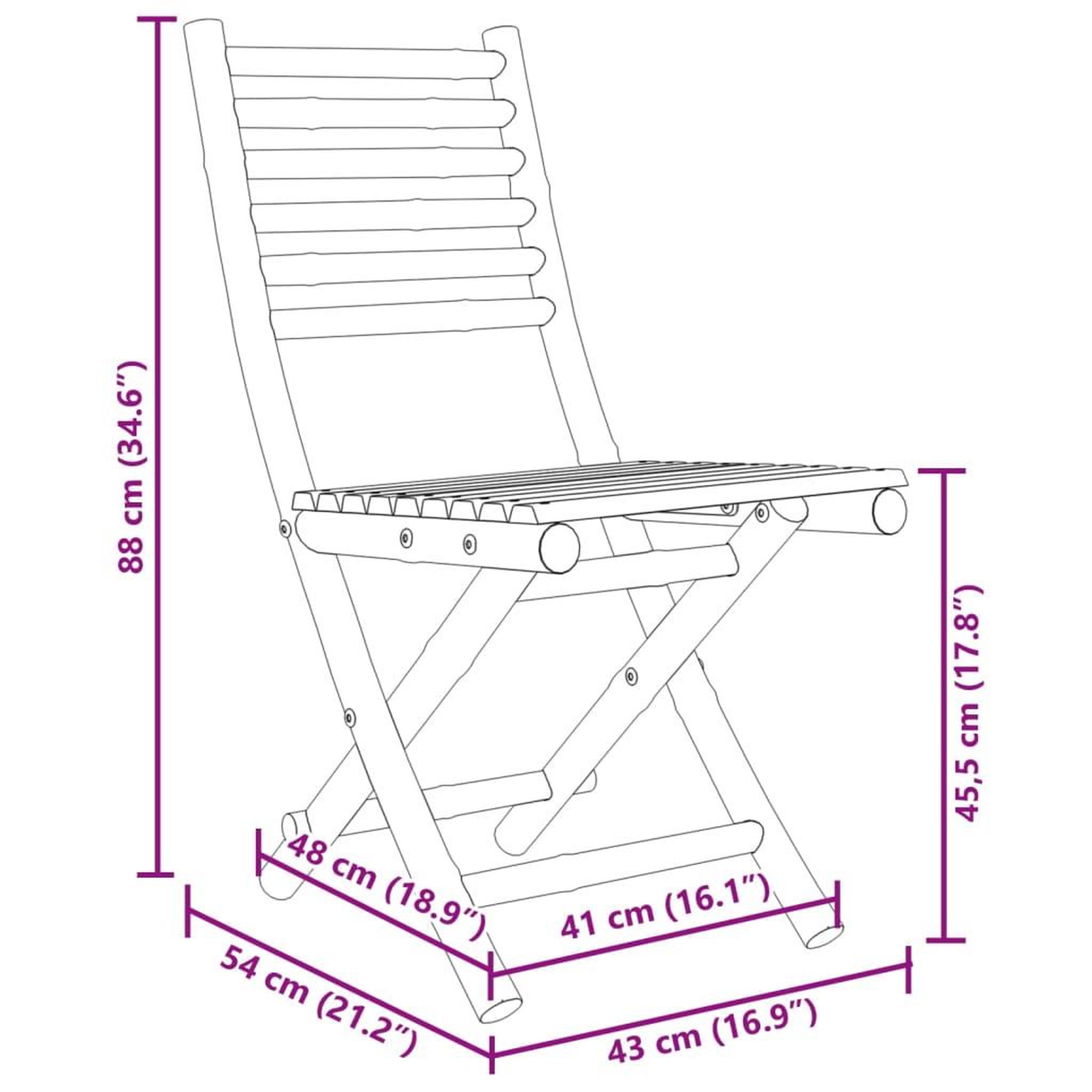 Voir la diapositive 6 : VIDAXL Chaises pliables de jardin lot de 8 43x54x88 cm bambou